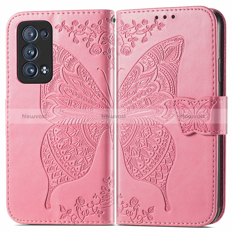 Leather Case Stands Butterfly Flip Cover Holder for Oppo Reno6 Pro+ Plus 5G