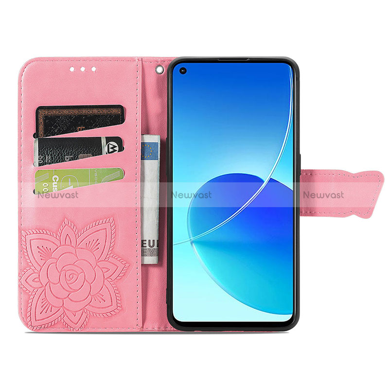 Leather Case Stands Butterfly Flip Cover Holder for Oppo Reno6 Z 5G