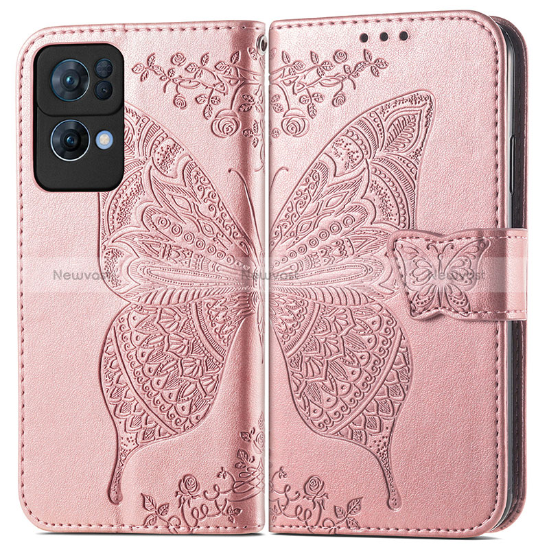 Leather Case Stands Butterfly Flip Cover Holder for Oppo Reno7 Pro 5G
