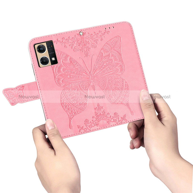 Leather Case Stands Butterfly Flip Cover Holder for Oppo Reno8 4G