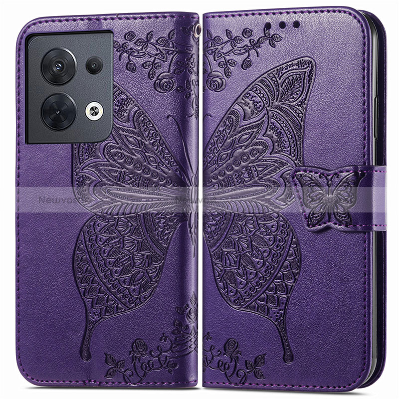 Leather Case Stands Butterfly Flip Cover Holder for Oppo Reno8 5G