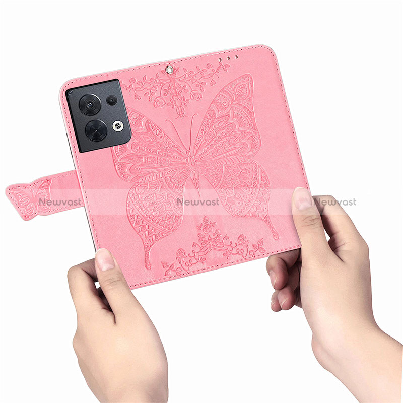 Leather Case Stands Butterfly Flip Cover Holder for Oppo Reno9 5G