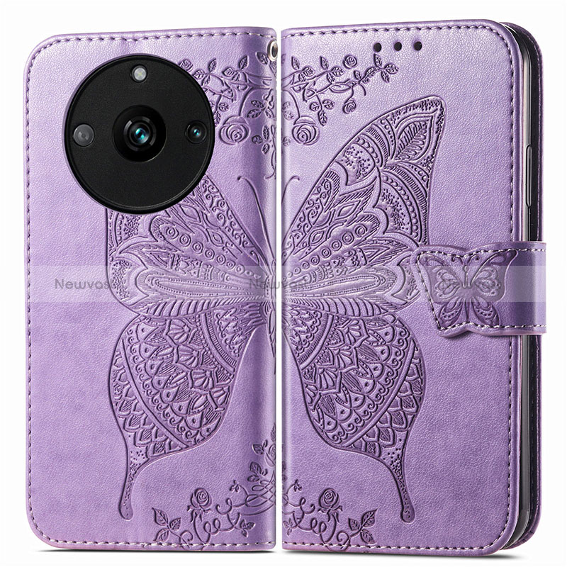Leather Case Stands Butterfly Flip Cover Holder for Realme 11 Pro+ Plus 5G Clove Purple