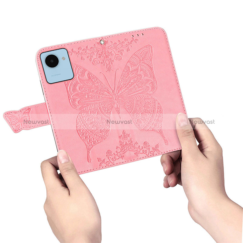 Leather Case Stands Butterfly Flip Cover Holder for Realme C30