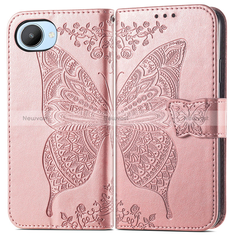 Leather Case Stands Butterfly Flip Cover Holder for Realme C30
