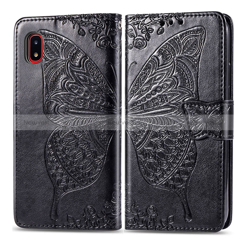Leather Case Stands Butterfly Flip Cover Holder for Samsung Galaxy A20 SC-02M SCV46 Black