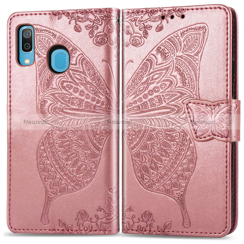 Leather Case Stands Butterfly Flip Cover Holder for Samsung Galaxy A30