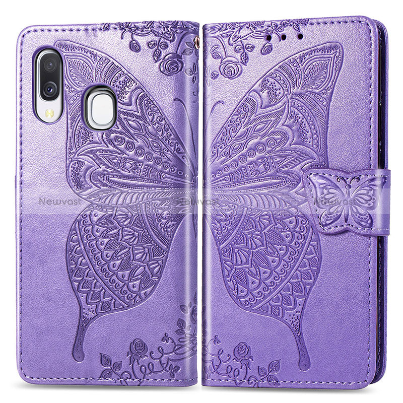 Leather Case Stands Butterfly Flip Cover Holder for Samsung Galaxy A40