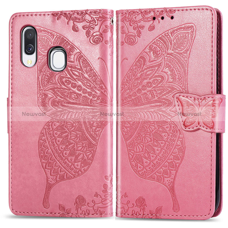 Leather Case Stands Butterfly Flip Cover Holder for Samsung Galaxy A40