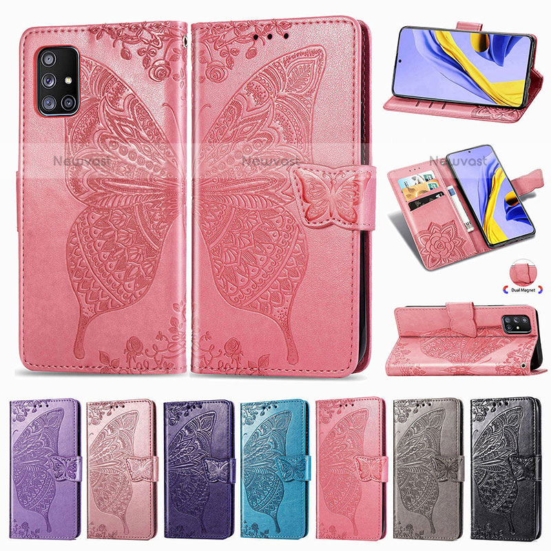 Leather Case Stands Butterfly Flip Cover Holder for Samsung Galaxy A51 4G