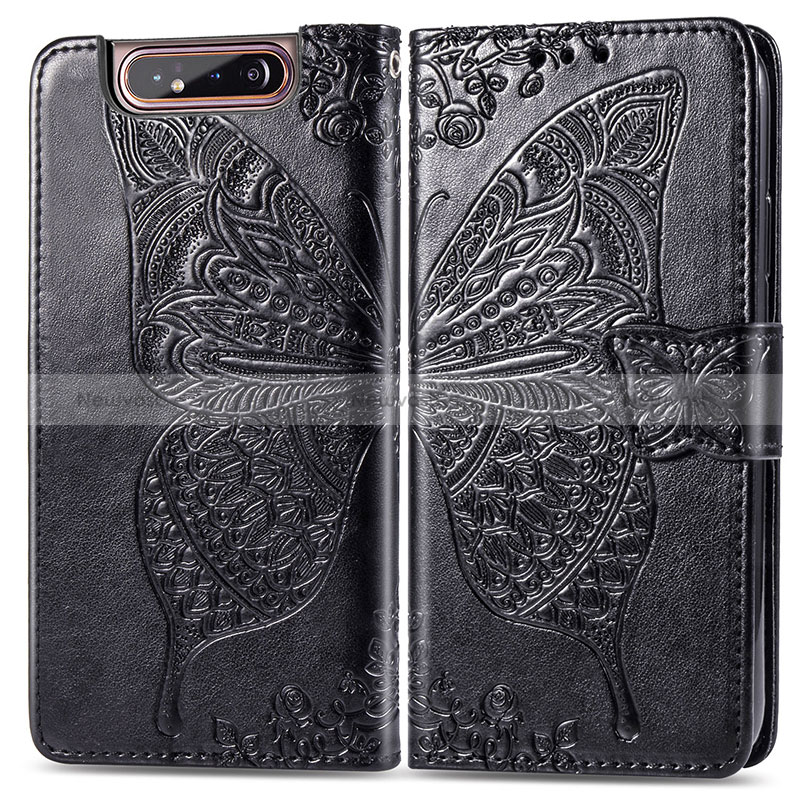 Leather Case Stands Butterfly Flip Cover Holder for Samsung Galaxy A80