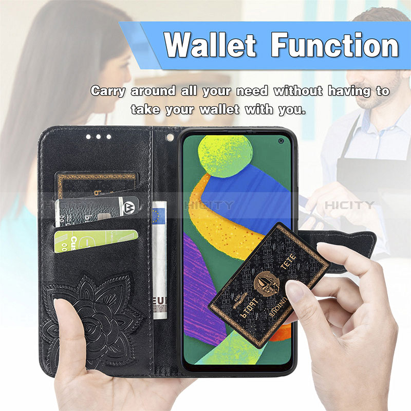 Leather Case Stands Butterfly Flip Cover Holder for Samsung Galaxy F52 5G