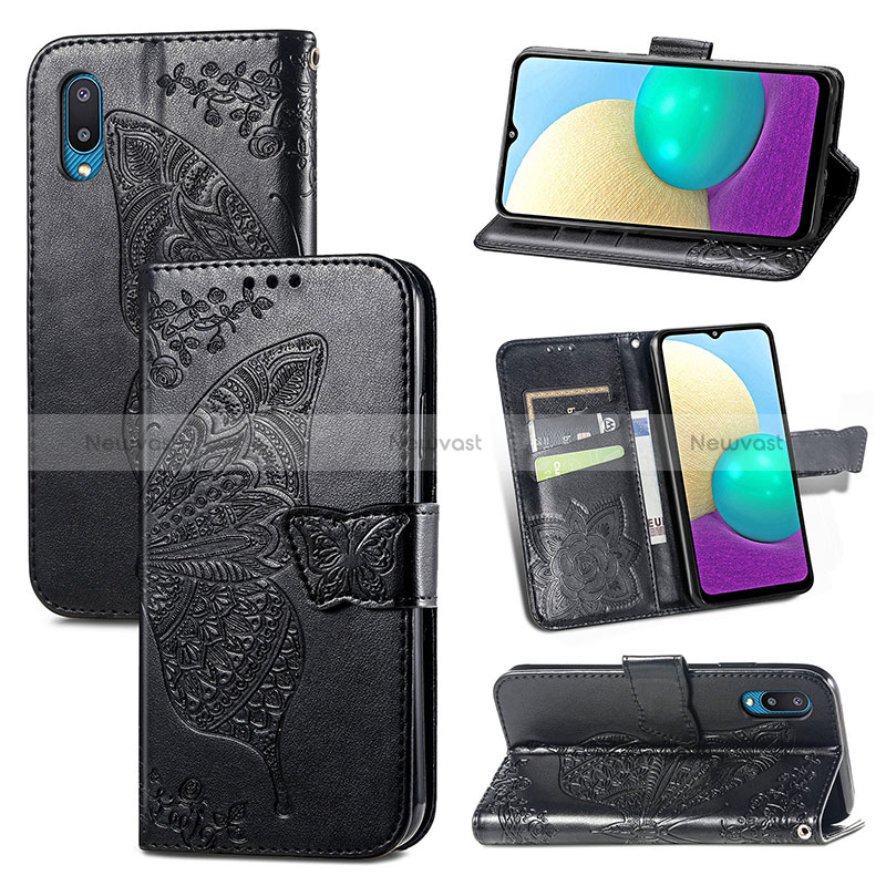 Leather Case Stands Butterfly Flip Cover Holder for Samsung Galaxy M02