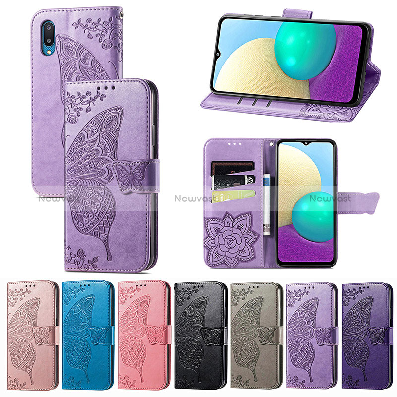 Leather Case Stands Butterfly Flip Cover Holder for Samsung Galaxy M02