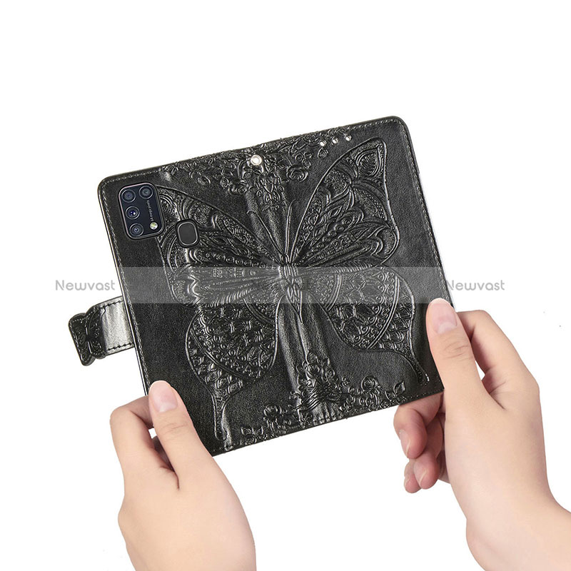 Leather Case Stands Butterfly Flip Cover Holder for Samsung Galaxy M21s