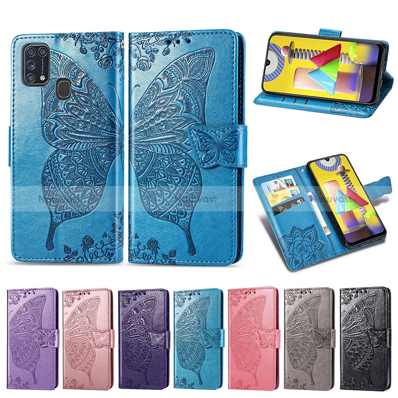 Leather Case Stands Butterfly Flip Cover Holder for Samsung Galaxy M21s
