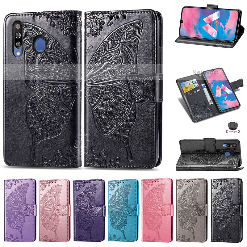 Leather Case Stands Butterfly Flip Cover Holder for Samsung Galaxy M30