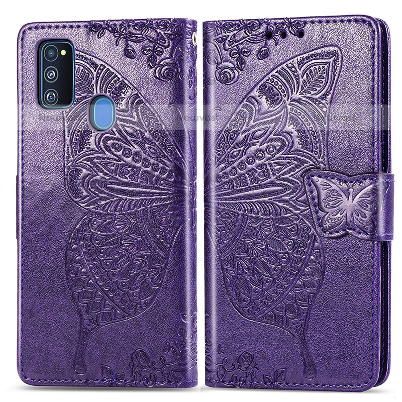 Leather Case Stands Butterfly Flip Cover Holder for Samsung Galaxy M30s