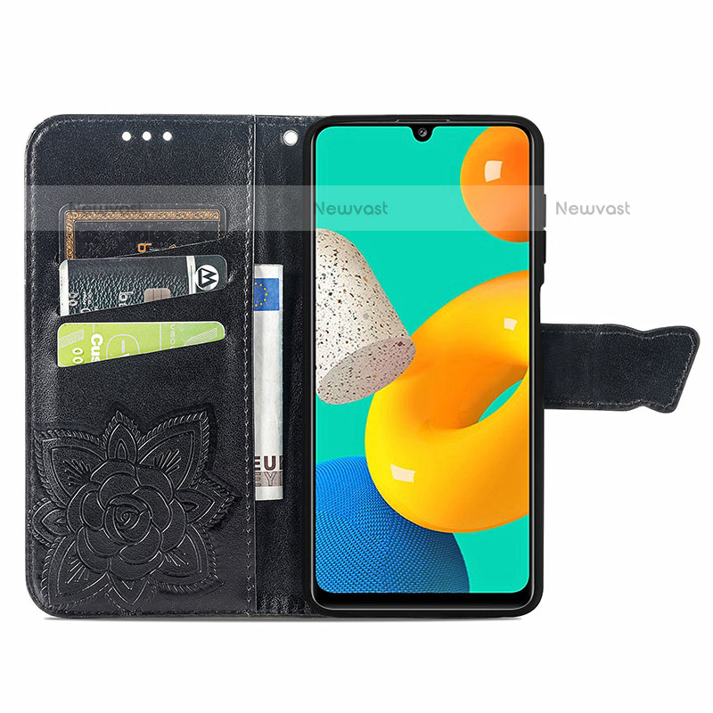 Leather Case Stands Butterfly Flip Cover Holder for Samsung Galaxy M32 4G