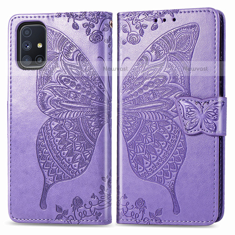 Leather Case Stands Butterfly Flip Cover Holder for Samsung Galaxy M51