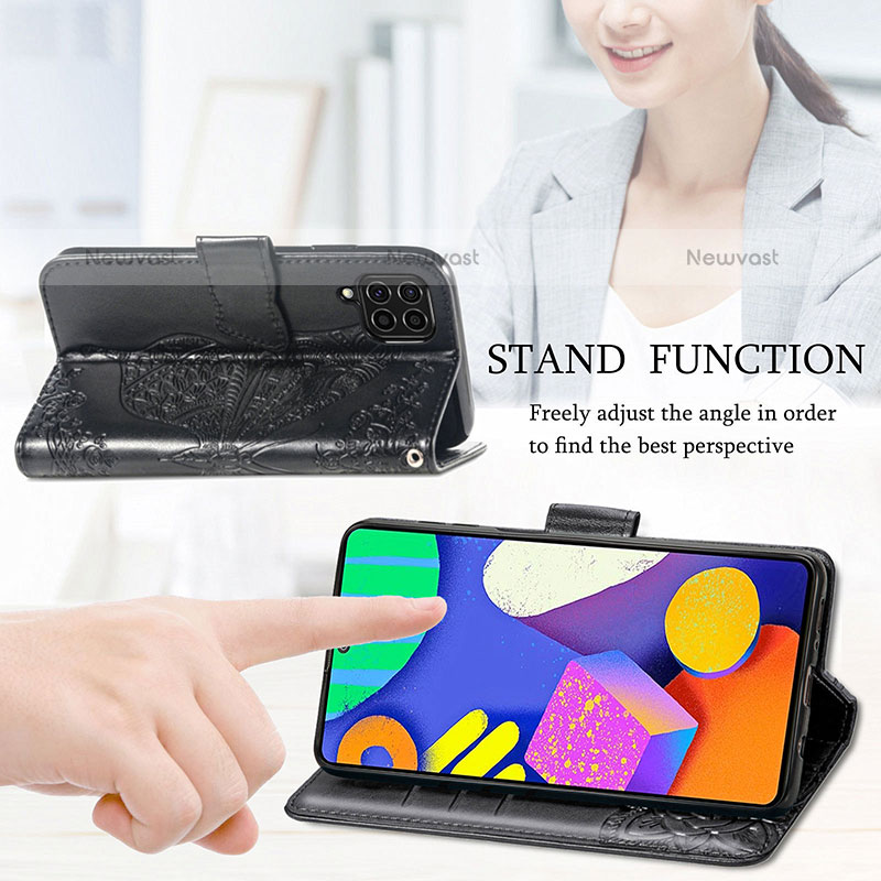 Leather Case Stands Butterfly Flip Cover Holder for Samsung Galaxy M62 4G