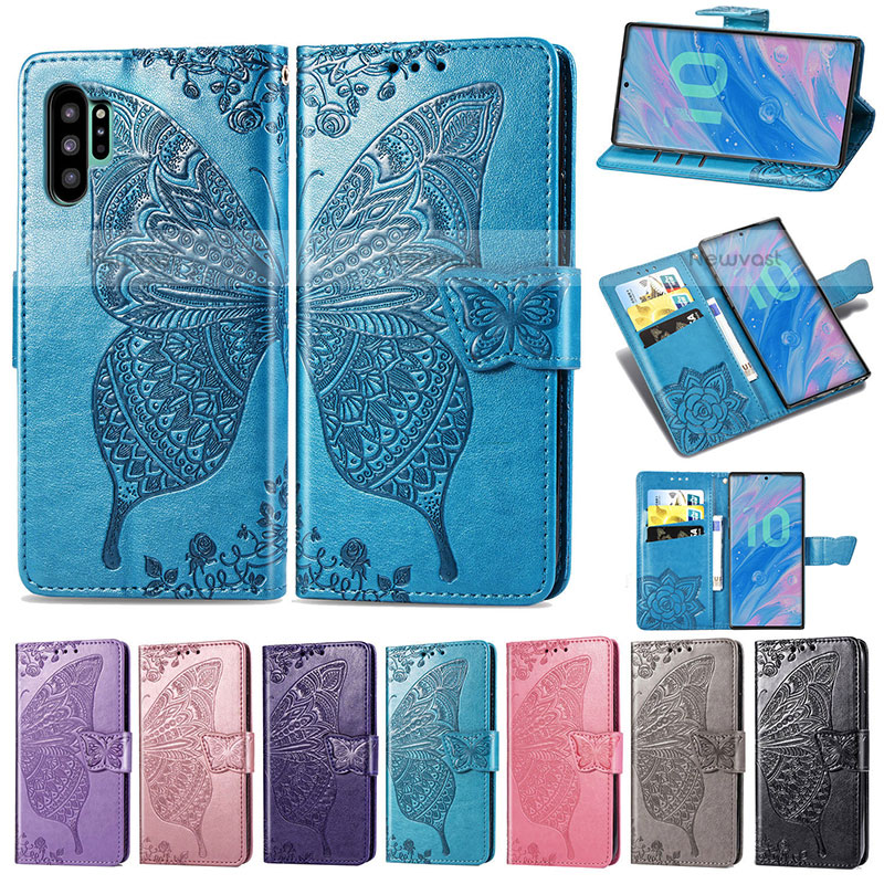 Leather Case Stands Butterfly Flip Cover Holder for Samsung Galaxy Note 10 Plus 5G