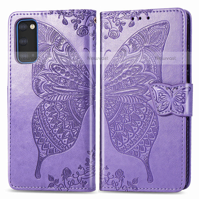 Leather Case Stands Butterfly Flip Cover Holder for Samsung Galaxy S20 5G Clove Purple