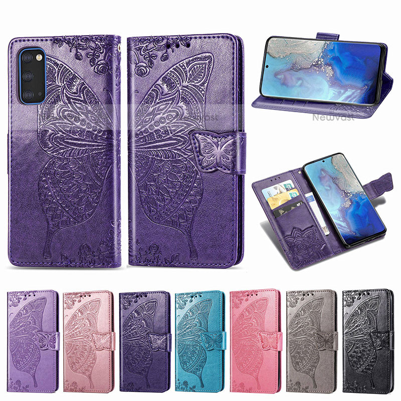 Leather Case Stands Butterfly Flip Cover Holder for Samsung Galaxy S20