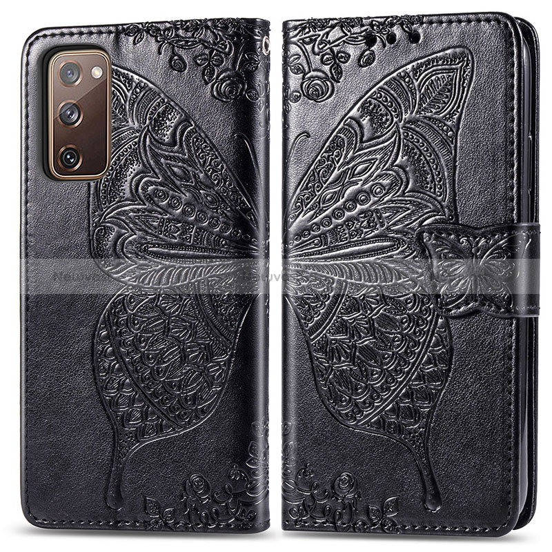 Leather Case Stands Butterfly Flip Cover Holder for Samsung Galaxy S20 Lite 5G Black