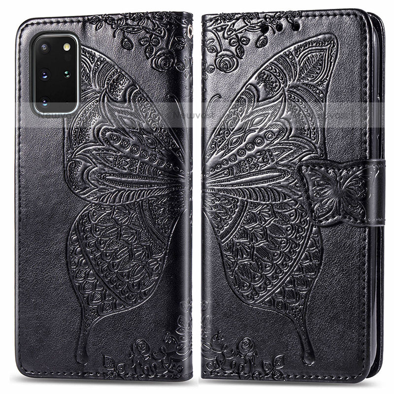 Leather Case Stands Butterfly Flip Cover Holder for Samsung Galaxy S20 Plus 5G Black