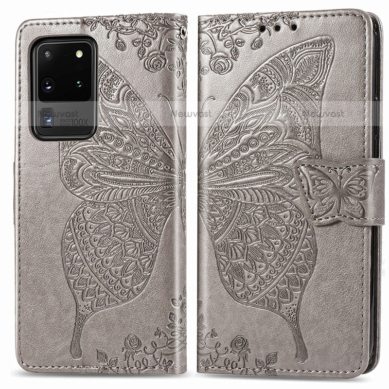 Leather Case Stands Butterfly Flip Cover Holder for Samsung Galaxy S20 Ultra 5G