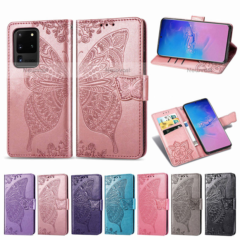 Leather Case Stands Butterfly Flip Cover Holder for Samsung Galaxy S20 Ultra 5G