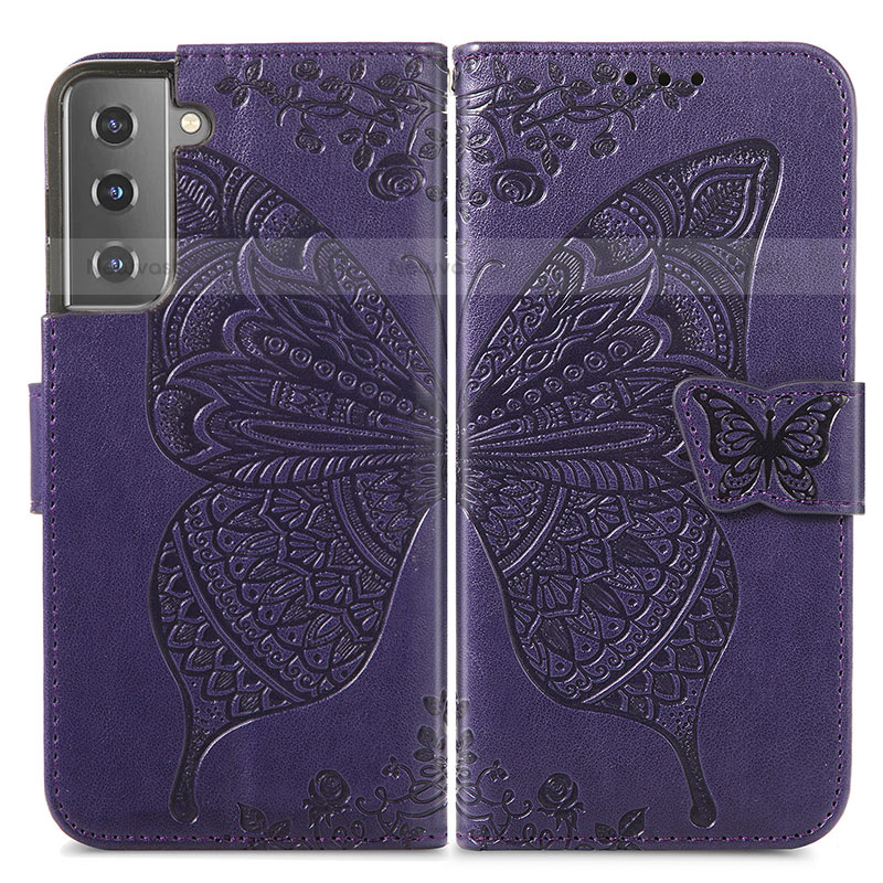 Leather Case Stands Butterfly Flip Cover Holder for Samsung Galaxy S21 Plus 5G
