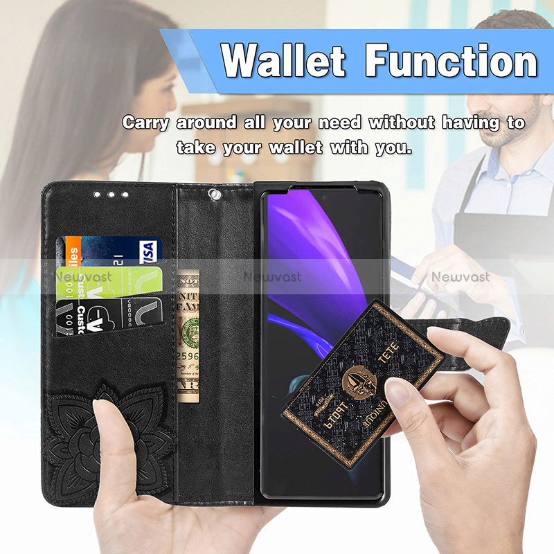 Leather Case Stands Butterfly Flip Cover Holder for Samsung Galaxy Z Fold2 5G