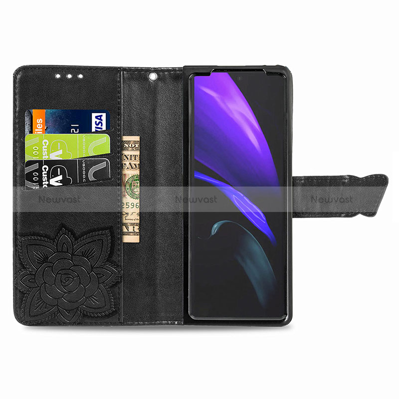 Leather Case Stands Butterfly Flip Cover Holder for Samsung Galaxy Z Fold2 5G