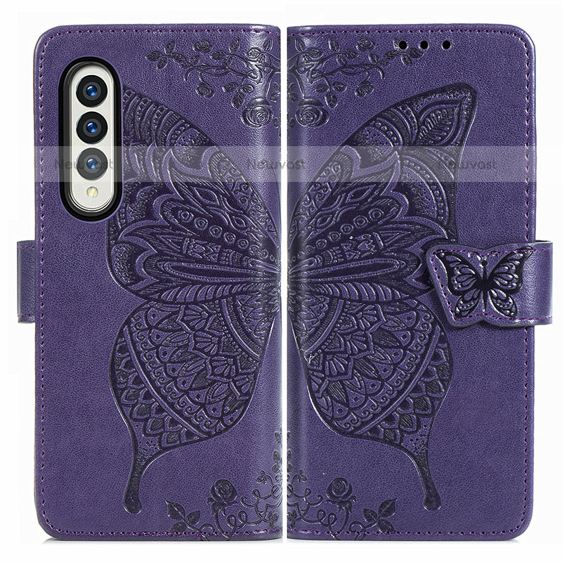Leather Case Stands Butterfly Flip Cover Holder for Samsung Galaxy Z Fold3 5G