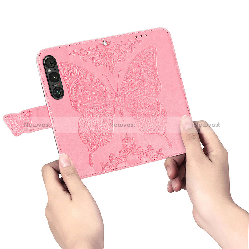 Leather Case Stands Butterfly Flip Cover Holder for Sony Xperia 1 V