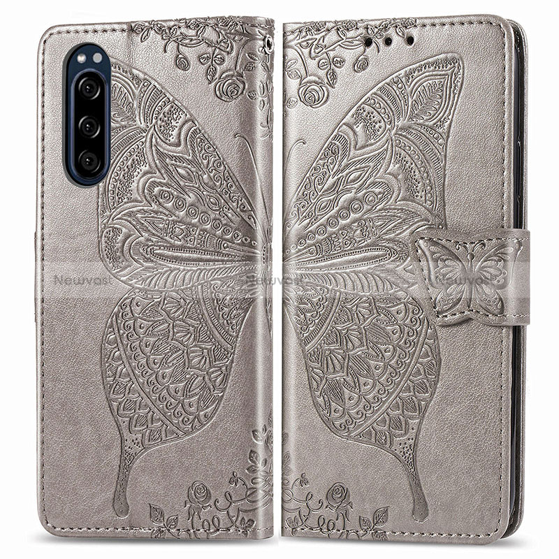 Leather Case Stands Butterfly Flip Cover Holder for Sony Xperia 5