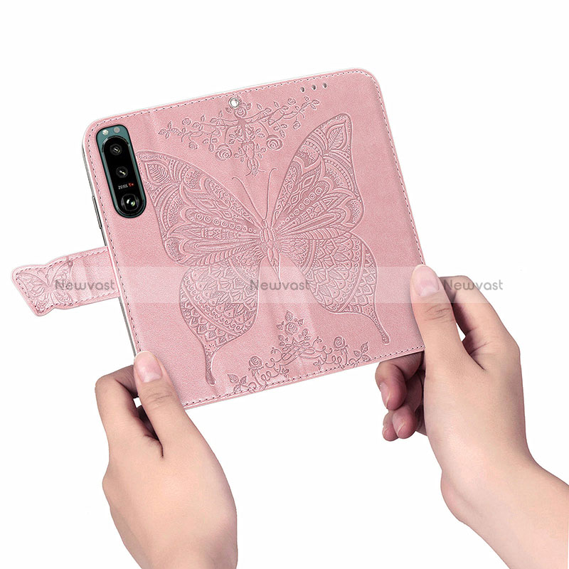 Leather Case Stands Butterfly Flip Cover Holder for Sony Xperia 5 IV
