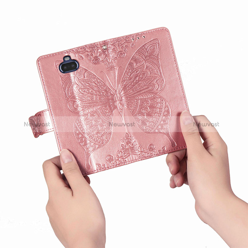 Leather Case Stands Butterfly Flip Cover Holder for Sony Xperia 8 Lite