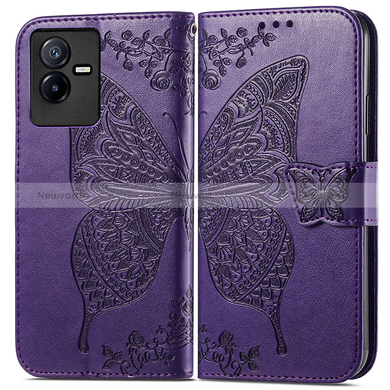 Leather Case Stands Butterfly Flip Cover Holder for Vivo iQOO Z6x