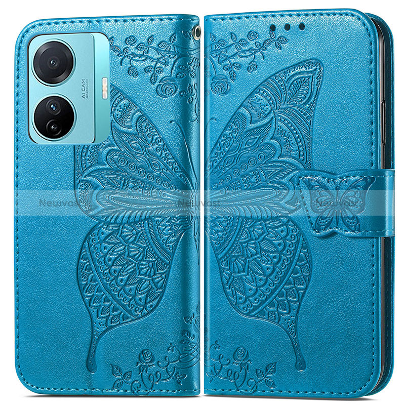 Leather Case Stands Butterfly Flip Cover Holder for Vivo T1 5G
