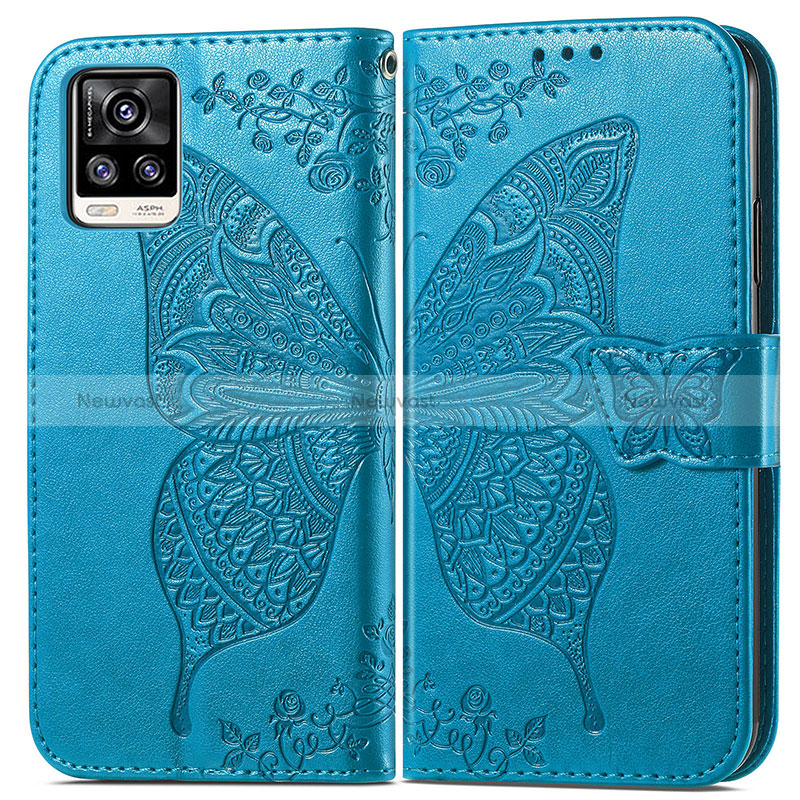 Leather Case Stands Butterfly Flip Cover Holder for Vivo V20 (2021)