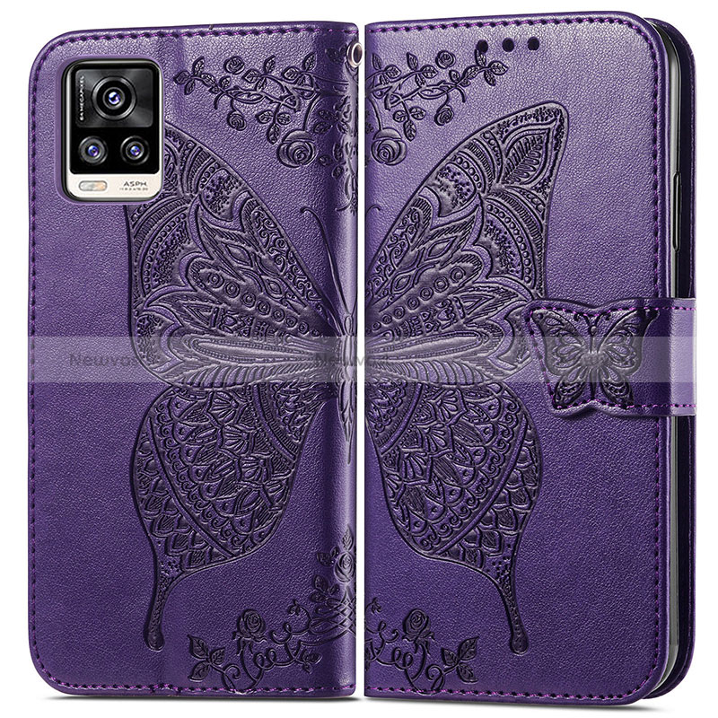 Leather Case Stands Butterfly Flip Cover Holder for Vivo V20