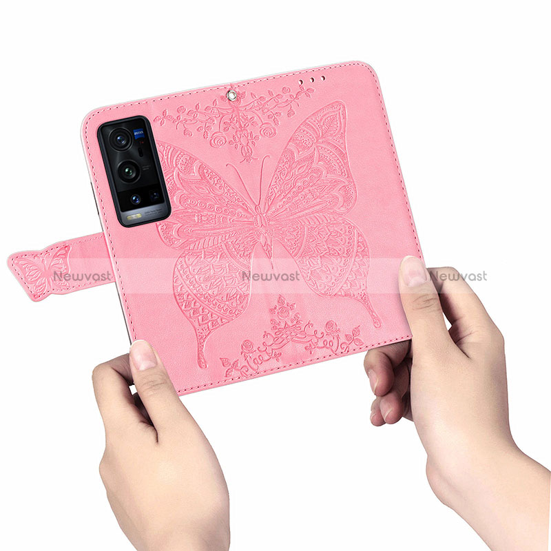 Leather Case Stands Butterfly Flip Cover Holder for Vivo X60 Pro+ Plus 5G