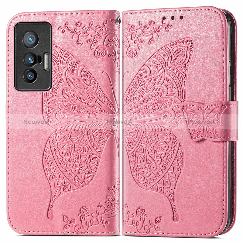 Leather Case Stands Butterfly Flip Cover Holder for Vivo X70 5G