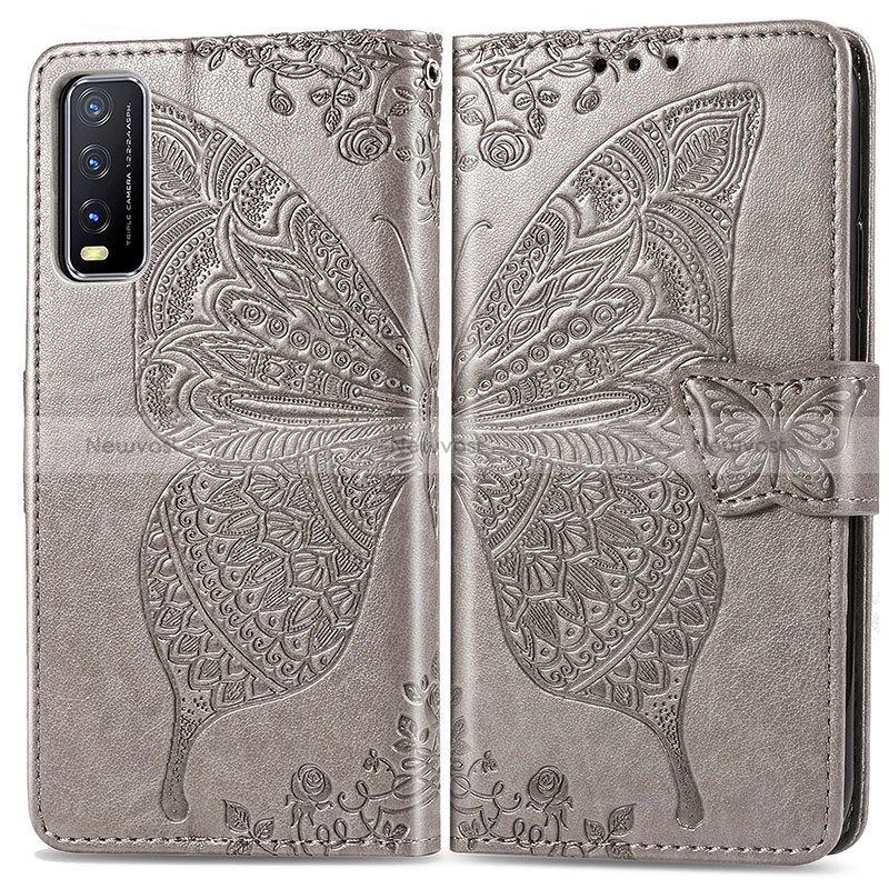 Leather Case Stands Butterfly Flip Cover Holder for Vivo Y11s