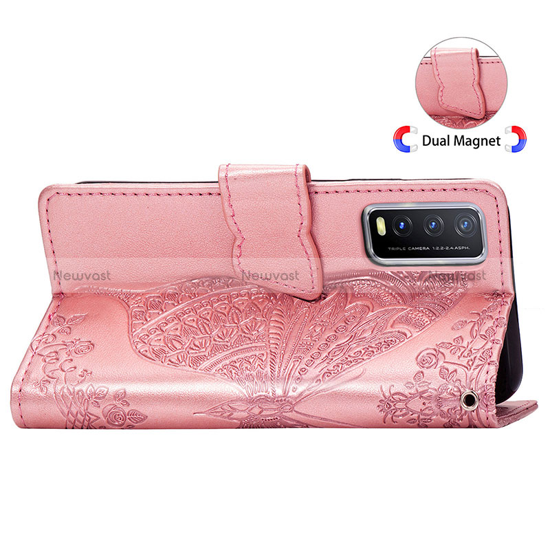 Leather Case Stands Butterfly Flip Cover Holder for Vivo Y12s