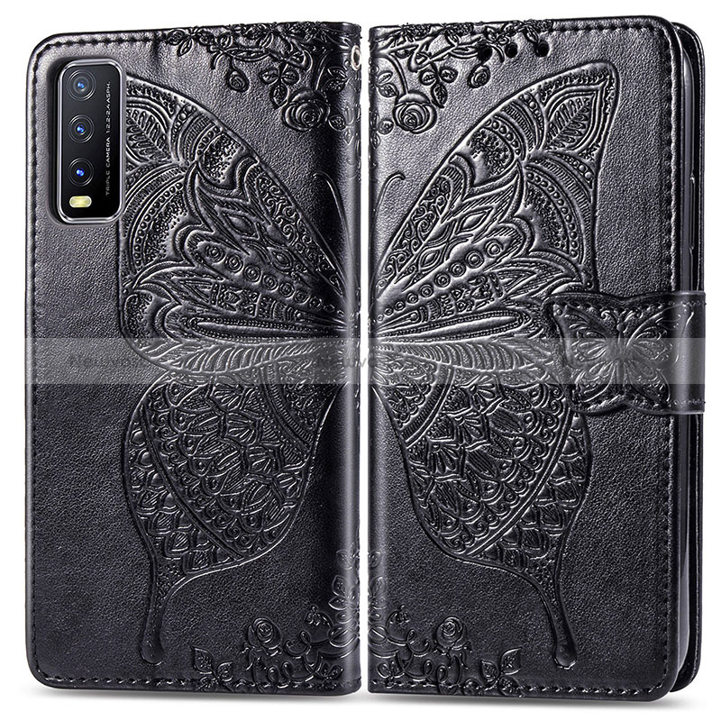 Leather Case Stands Butterfly Flip Cover Holder for Vivo Y12s