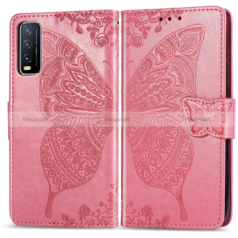 Leather Case Stands Butterfly Flip Cover Holder for Vivo Y20